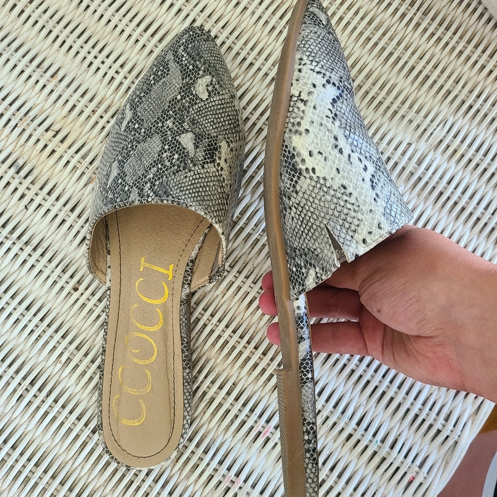 Snakeskin mules
